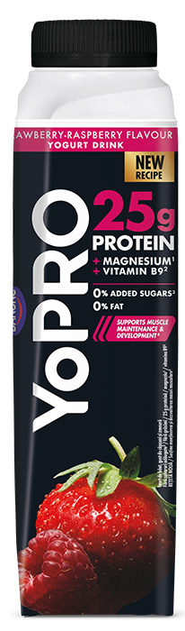YoPRO Protein - jogurtový nápoj - Jahoda - malina (300g)